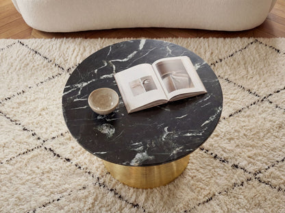 Salontafel Metaal met zwart Marmer Tafelblad 60cm Rond