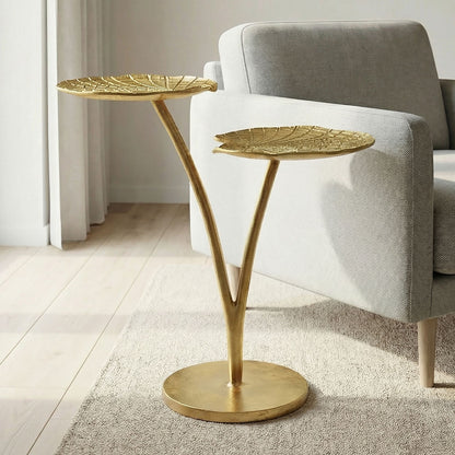 Bijzettafel Waterlelieblad Goud 57cm Aluminium Tafel -