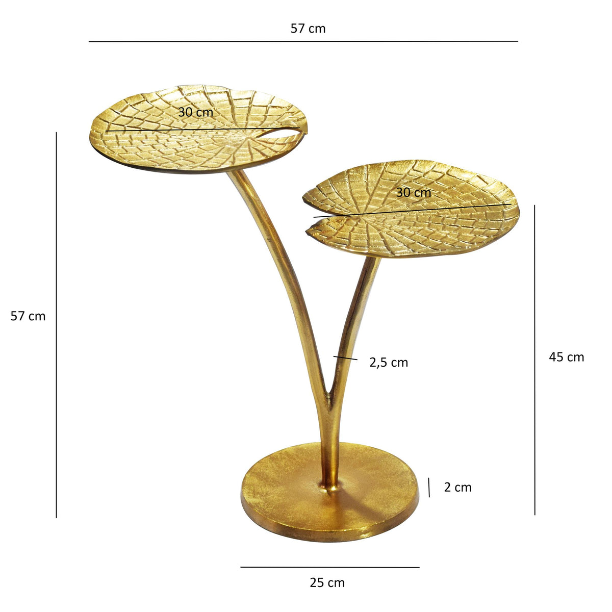 Bijzettafel Waterlelieblad Goud 57cm Aluminium Tafel -
