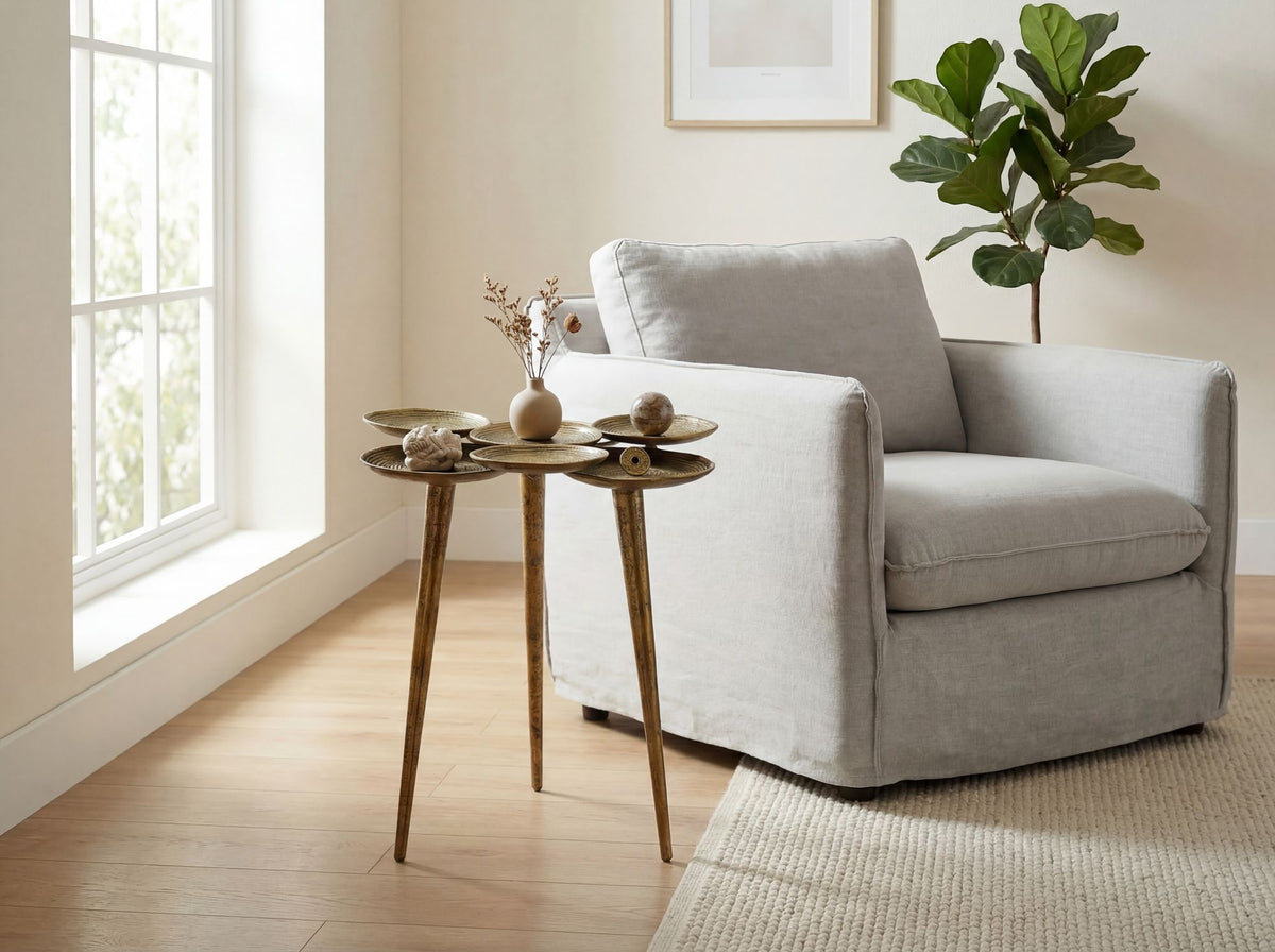 Bijzettafel Aluminium 46cm Goud - Salontafel klein rond