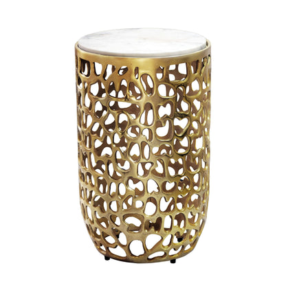 Bijzettafel Aluminium goud rond 30cm – Aanbouwtafel met