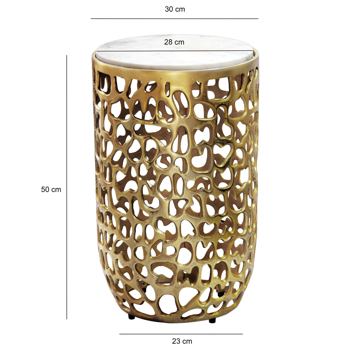 Bijzettafel Aluminium goud rond 30cm – Aanbouwtafel met