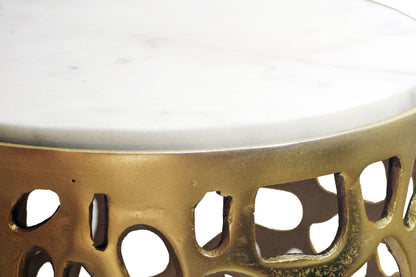 Bijzettafel Aluminium goud rond 30cm – Aanbouwtafel met
