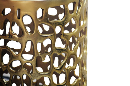 Bijzettafel Aluminium goud rond 30cm – Aanbouwtafel met