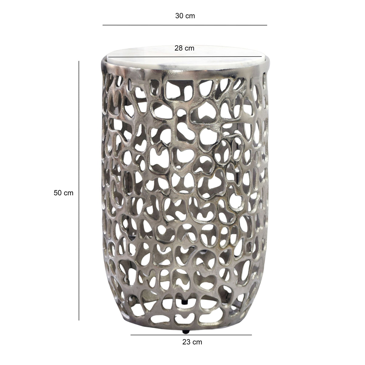 Bijzettafel Aluminium zilver rond 30cm – Aanbouwtafel