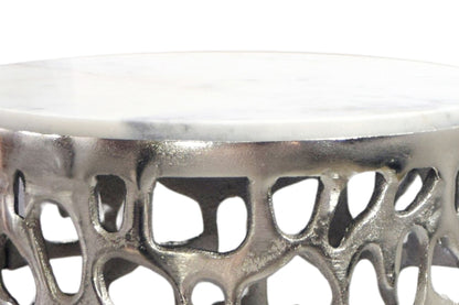 Bijzettafel Aluminium zilver rond 30cm – Aanbouwtafel