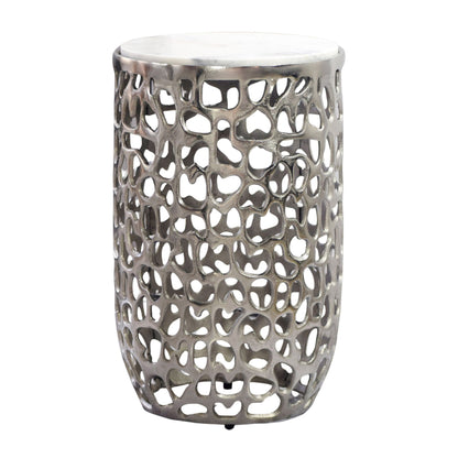 Bijzettafel Aluminium zilver rond 30cm – Aanbouwtafel