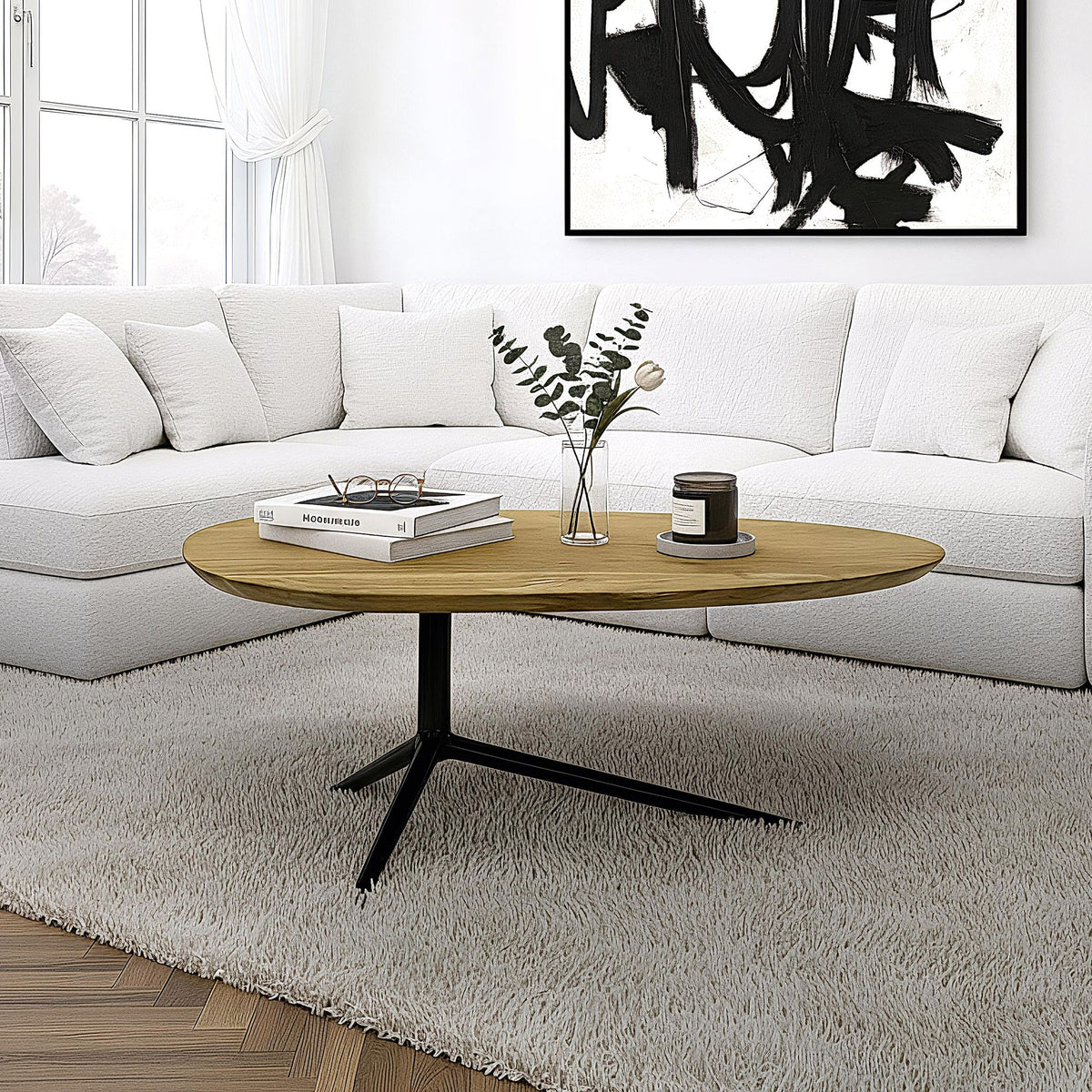 Salontafel Acacia Massiefhout ovaal 87cm · Ovaal Design