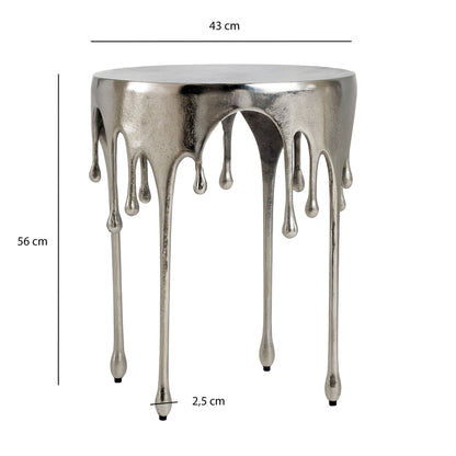 Bijzettafel Zilver 43cm Aluminium Ronde Tafel - Design