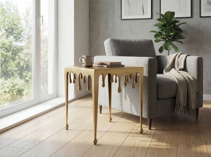 Bijzettafel Goud 45,5cm Aluminium Tafel Vierkant