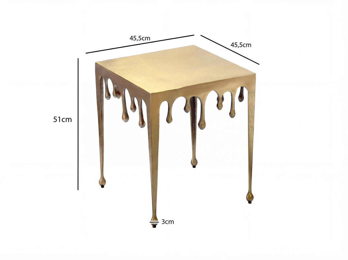 Bijzettafel Goud 45,5cm Aluminium Tafel Vierkant