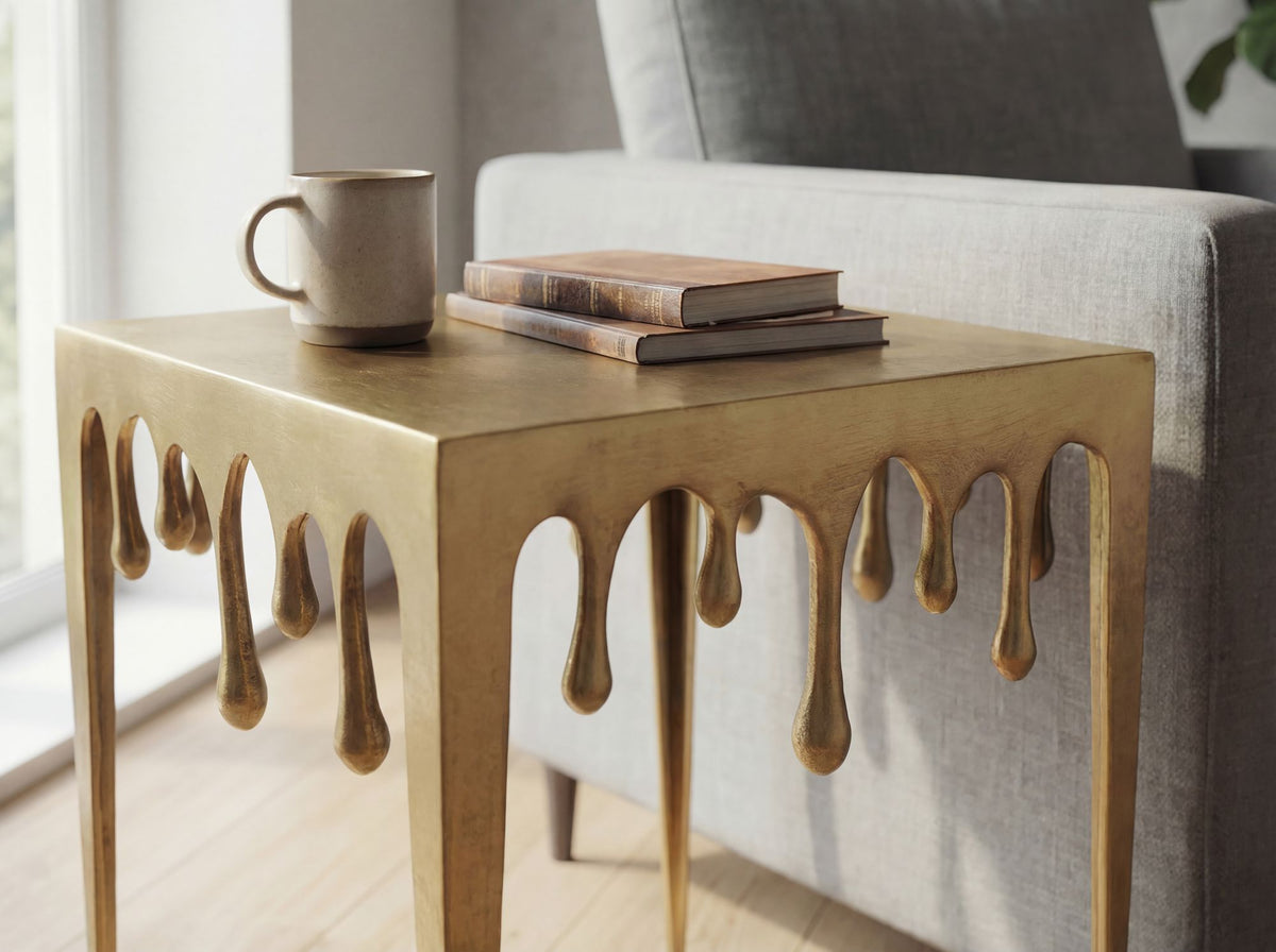 Bijzettafel Goud 45,5cm Aluminium Tafel Vierkant