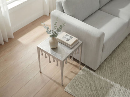 Bijzettafel Zilver 45,5cm Aluminium Tafel Vierkant