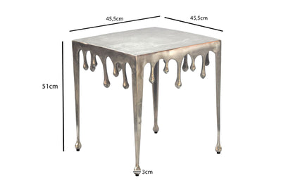 Bijzettafel Zilver 45,5cm Aluminium Tafel Vierkant