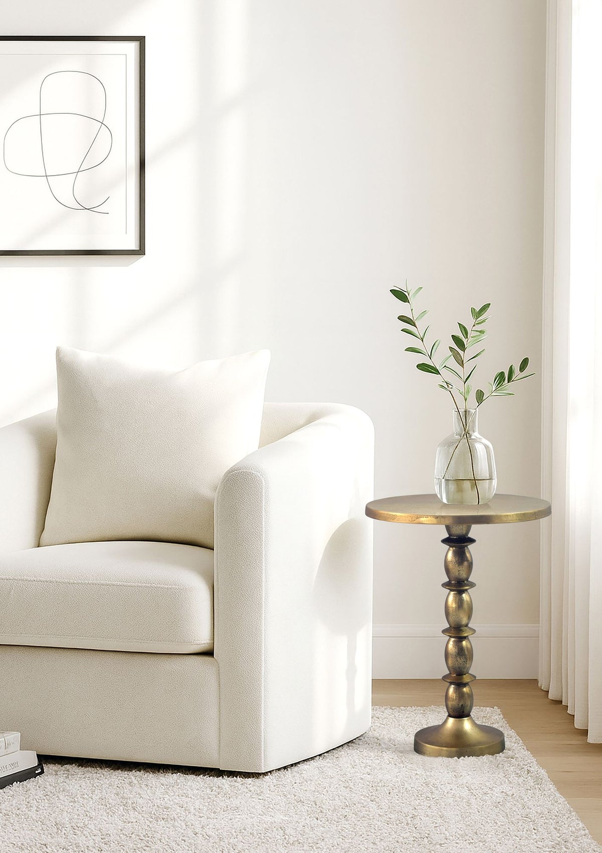 Bijzettafel Goud 40cm Aluminium Ronde Tafel