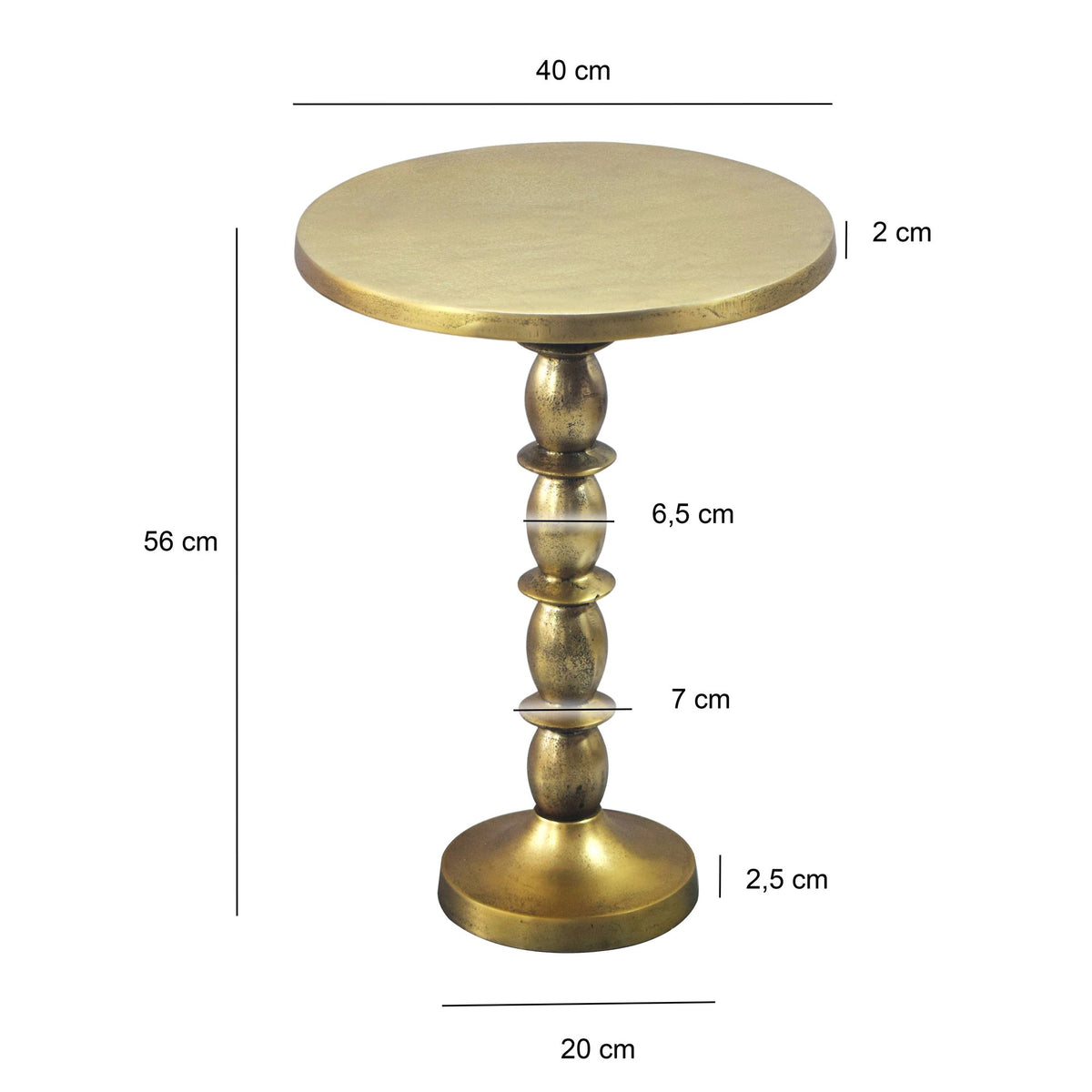 Bijzettafel Goud 40cm Aluminium Ronde Tafel