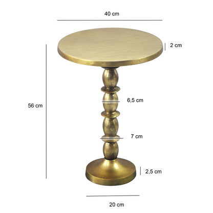 Bijzettafel Goud 40cm Aluminium Ronde Tafel