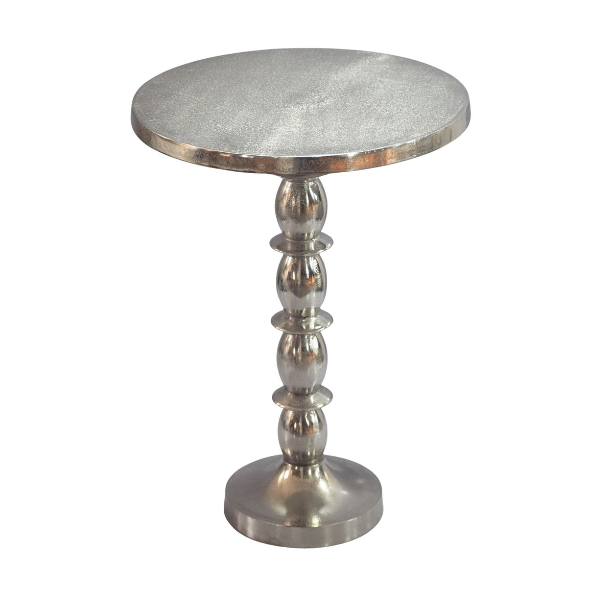 Bijzettafel Zilver 40cm Aluminium Ronde Tafel - Aanbouwtafel Raw Finish