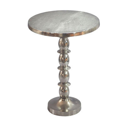 Bijzettafel Zilver 40cm Aluminium Ronde Tafel - Aanbouwtafel Raw Finish
