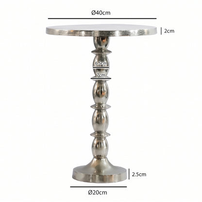 Bijzettafel Zilver 40cm Aluminium Ronde Tafel - Aanbouwtafel Raw Finish