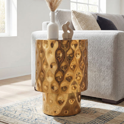 Bijzettafel Aluminium 36cm Goud Rond - Design Aanrechttafel Metaal