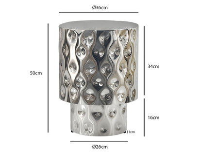 Bijzettafel Aluminium 36cm Zilver Rond - Design bijzettafel Metaal