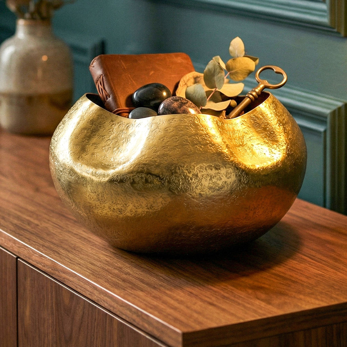 Tafelvaas Aluminium 30cm Goud - Decoratieve vaas rond