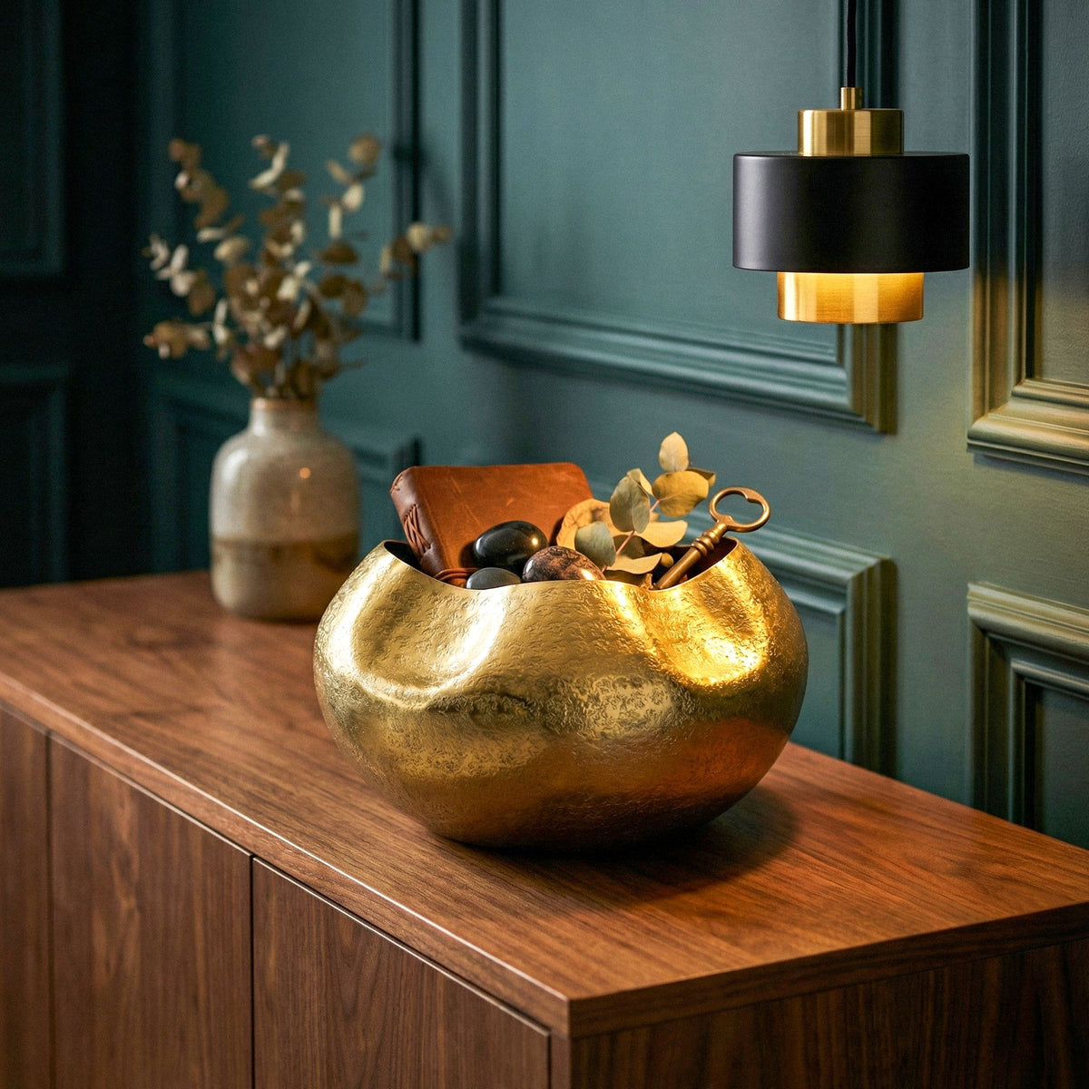 Tafelvaas Aluminium 30cm Goud - Decoratieve vaas rond