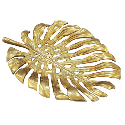 Decoratieschaal Goud Aluminium 36cm Monstera Bladvorm