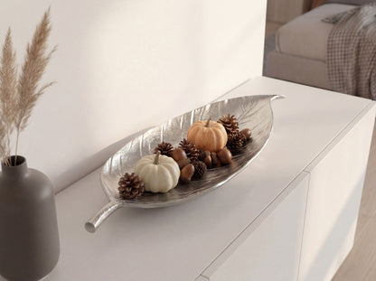 Decoratieve schaal Blad Aluminium Zilver Schaal 61cm