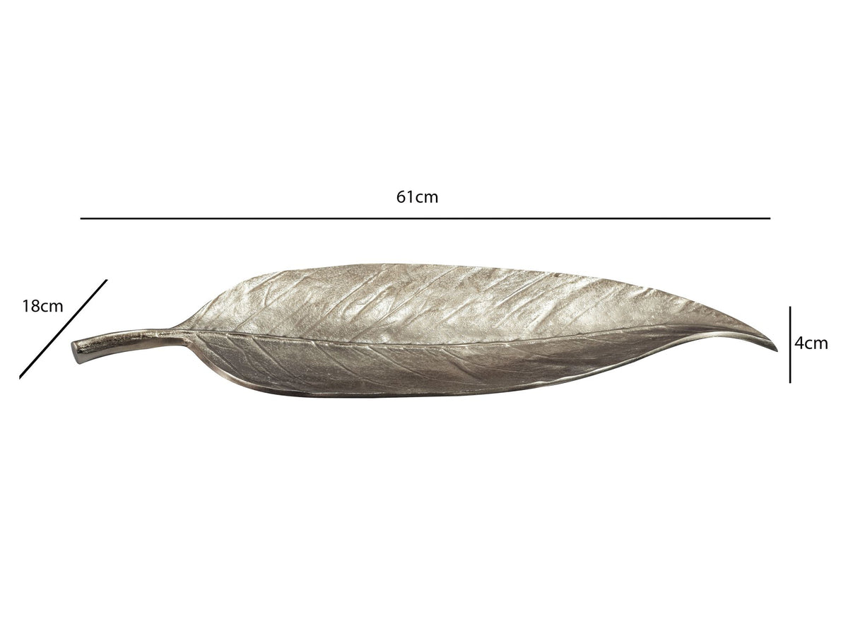 Decoratieve schaal Blad Aluminium Zilver Schaal 61cm