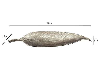 Decoratieve schaal Blad Aluminium Zilver Schaal 61cm