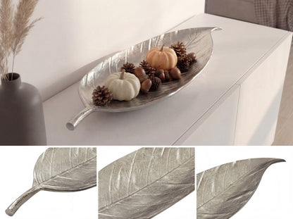 Decoratieve schaal Blad Aluminium Zilver Schaal 61cm