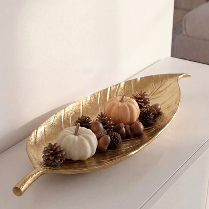 Decoratieve schaal Blad Aluminium Goud Schaal 61cm