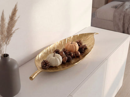 Decoratieve schaal Blad Aluminium Goud Schaal 61cm
