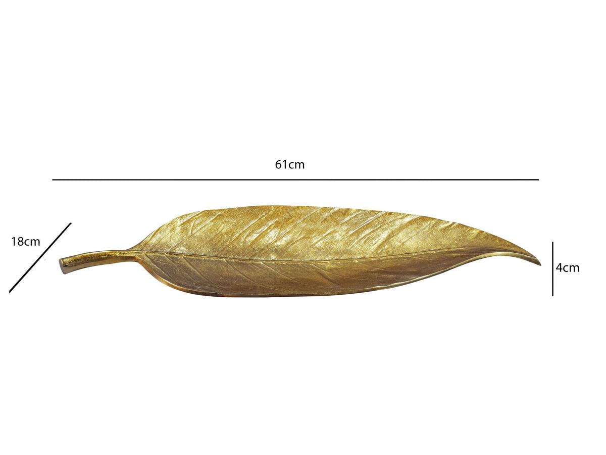 Decoratieve schaal Blad Aluminium Goud Schaal 61cm