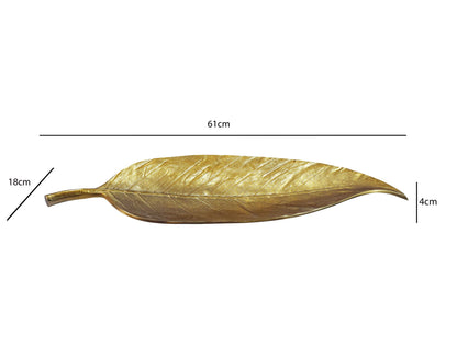 Decoratieve schaal Blad Aluminium Goud Schaal 61cm
