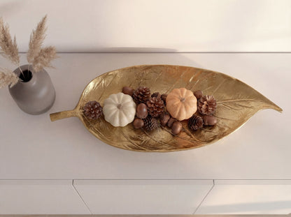 Decoratieve schaal Blad Aluminium Goud Schaal 61cm