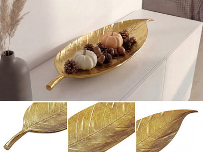 Decoratieve schaal Blad Aluminium Goud Schaal 61cm