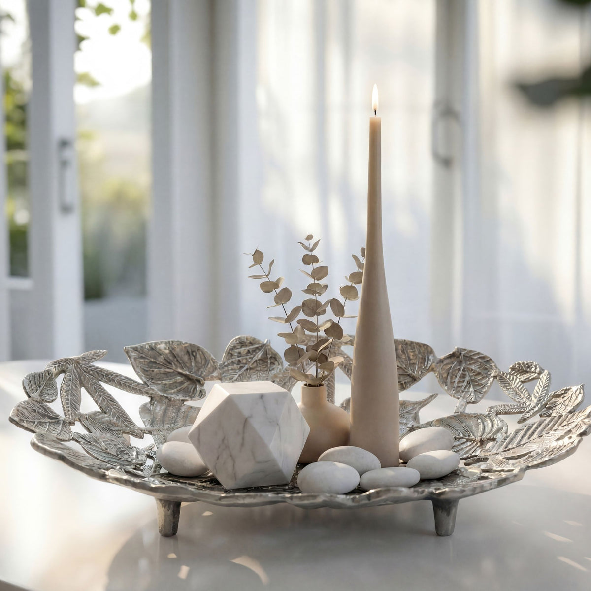 Decoratieschaal Ovaal Zilver Schaal Metaal 49cm Tafeldecoratie