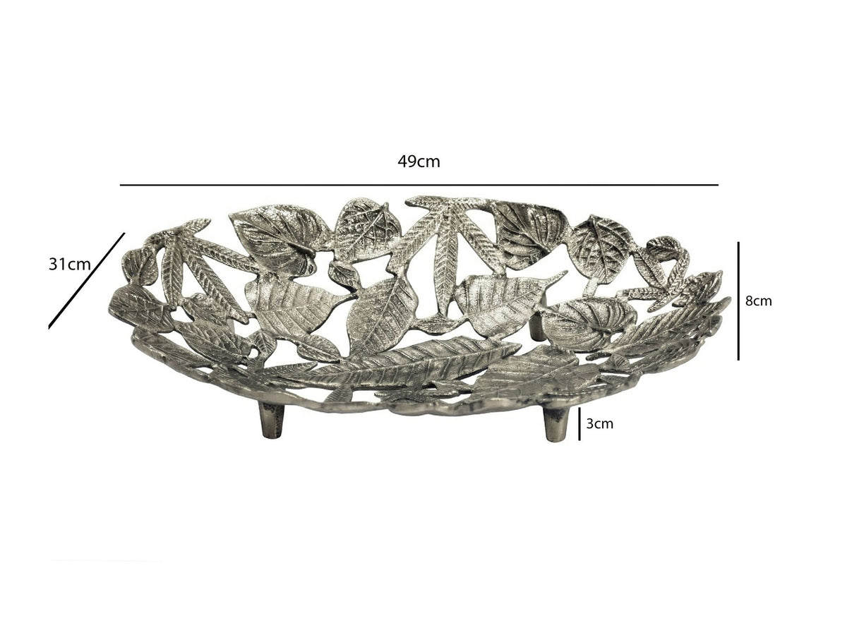 Decoratieschaal Ovaal Zilver Schaal Metaal 49cm Tafeldecoratie