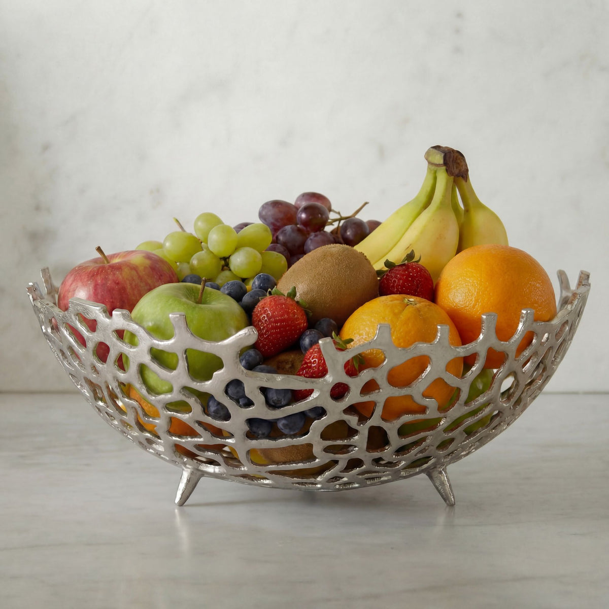 Fruitschaal Rond Zilver Schaal Metaal 46cm Tafeldecoratie