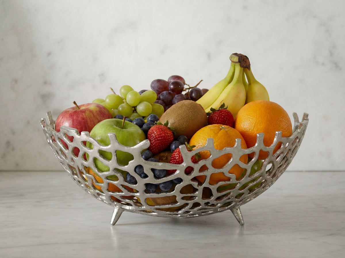 Fruitschaal Rond Zilver Schaal Metaal 46cm Tafeldecoratie