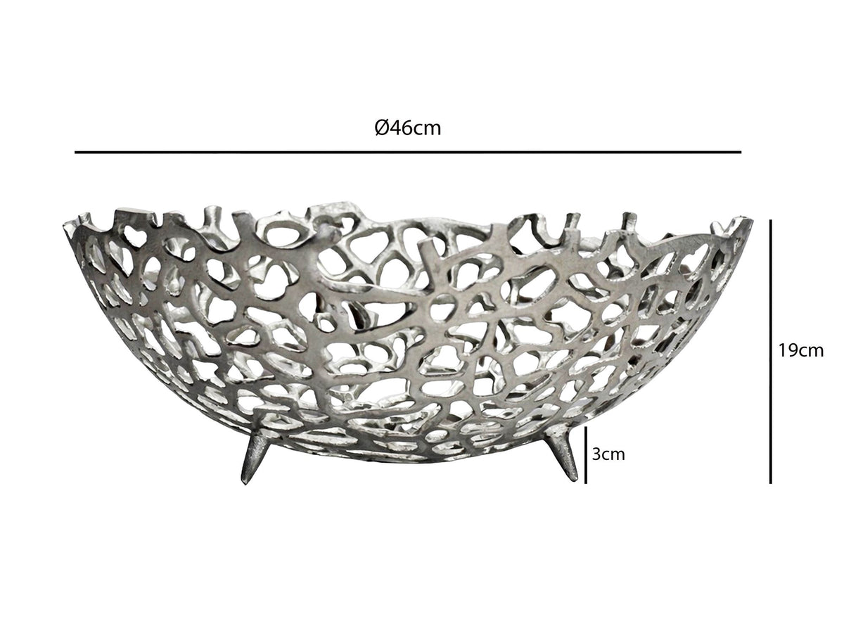Fruitschaal Rond Zilver Schaal Metaal 46cm Tafeldecoratie