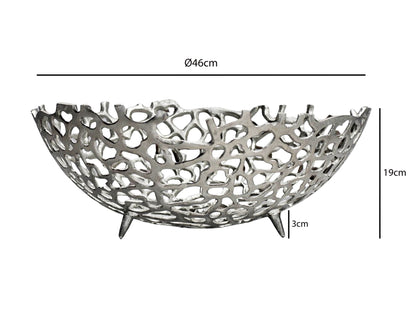 Fruitschaal Rond Zilver Schaal Metaal 46cm Tafeldecoratie