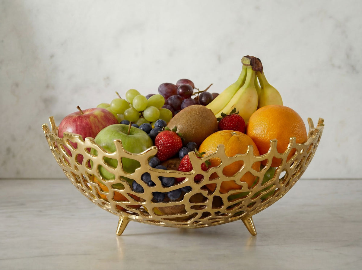 Fruitschaal Rond Goud Schaal Metaal 46cm Tafeldecoratie