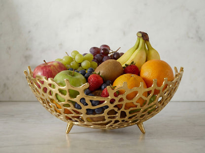 Fruitschaal Rond Goud Schaal Metaal 46cm Tafeldecoratie