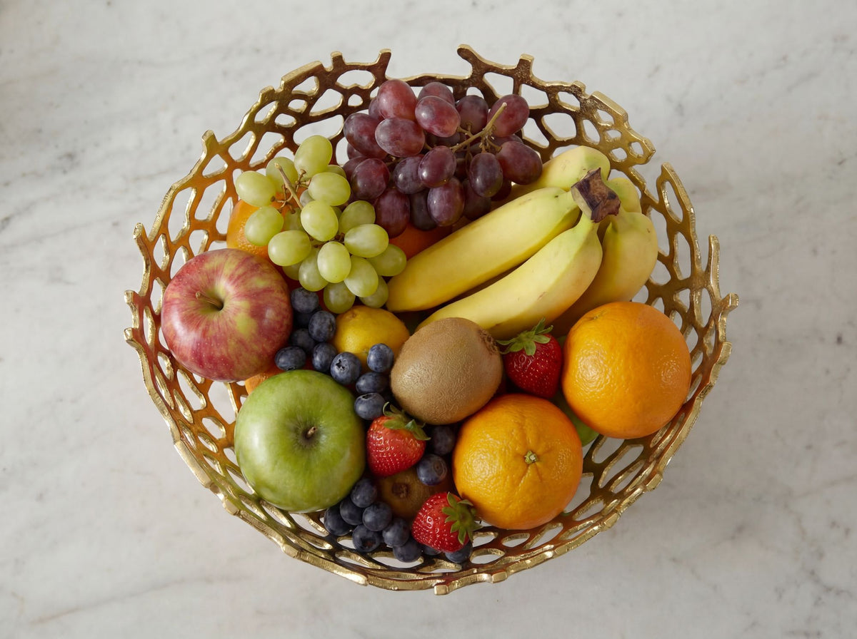 Fruitschaal Rond Goud Schaal Metaal 46cm Tafeldecoratie