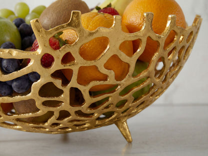 Fruitschaal Rond Goud Schaal Metaal 46cm Tafeldecoratie