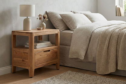 Nachtkastje Massief Acaciahout 45x35x46cm - Nachtconsole